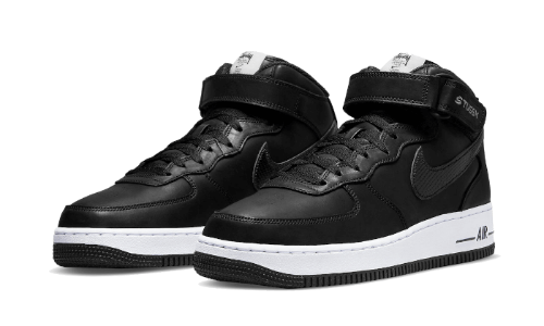 Sneakers éditions limitées et authentiques Nike Air Force 1 Mid Stussy All Black - DJ7840-001 - Kickzmi