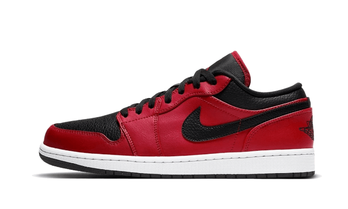 Air Jordan 1 Low Reverse Bred Pebbled Swoosh - 553558-605 - Kickzmi