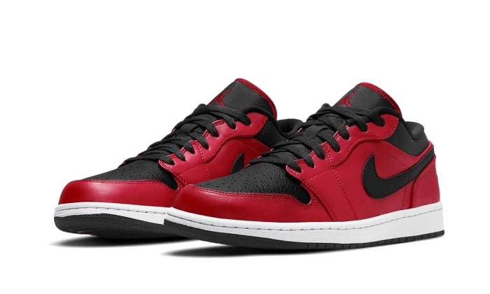 Air Jordan 1 Low Reverse Bred Pebbled Swoosh - 553558-605 - Kickzmi