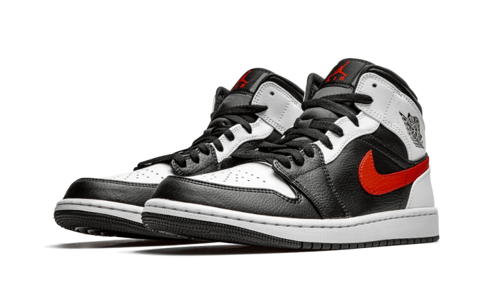 Air Jordan 1 Mid Black Chile Red White - 554724-075 / 554725-075 - Kickzmi