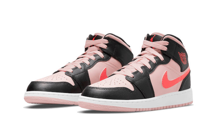 Air Jordan 1 Mid Black Pink Crimson - 554725-604 - Kickzmi