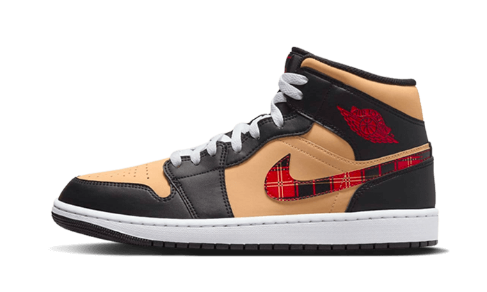 Air Jordan 1 Mid SE Tartan Swoosh - DZ5329-001 - Kickzmi