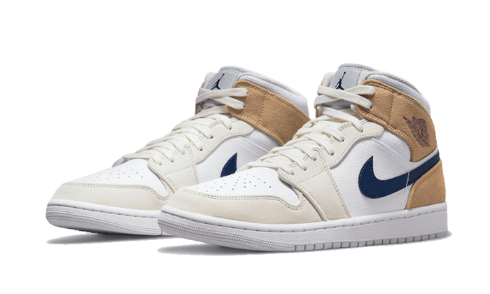 Air Jordan 1 Mid Tan Suede Navy - DO6726-100 - Kickzmi