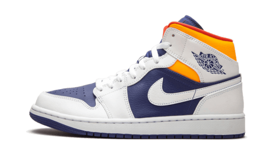 Air Jordan 1 Mid White Laser Orange Deep Royal Blue - 554725-131 - Kickzmi