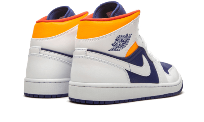 Air Jordan 1 Mid White Laser Orange Deep Royal Blue - 554725-131 - Kickzmi