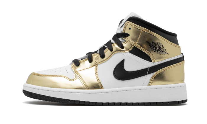 Air Jordan 1 Mid White Metallic Gold - DC1419-700 - Kickzmi