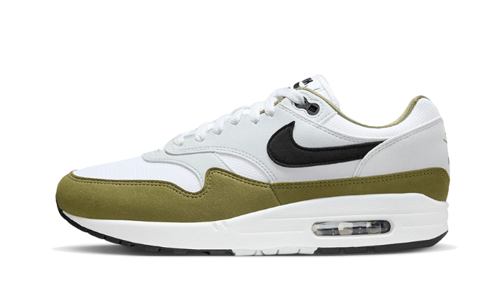 Sneakers éditions limitées et authentiques Nike Air Max 1 White Black Medium Olive - FD9082-102 - Kickzmi