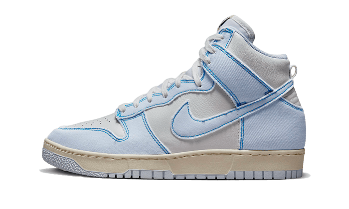 Sneakers limitées et authentiques Nike Dunk High 1985 Blue Denim - DQ8799-101 - Kickzmi