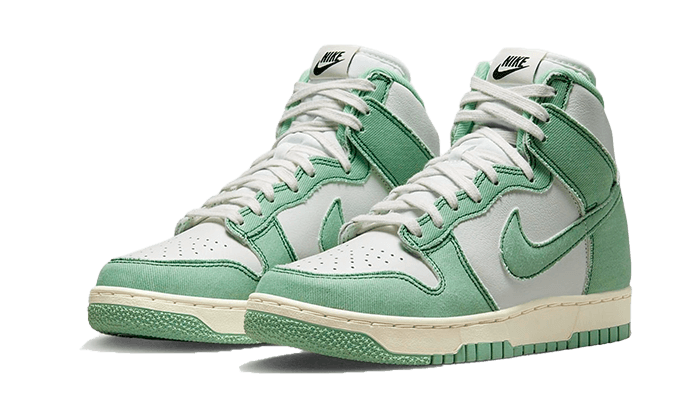 Sneakers limitées et authentiques Nike Dunk High 1985 Enamel Green Denim - DV1143-300 - Kickzmi