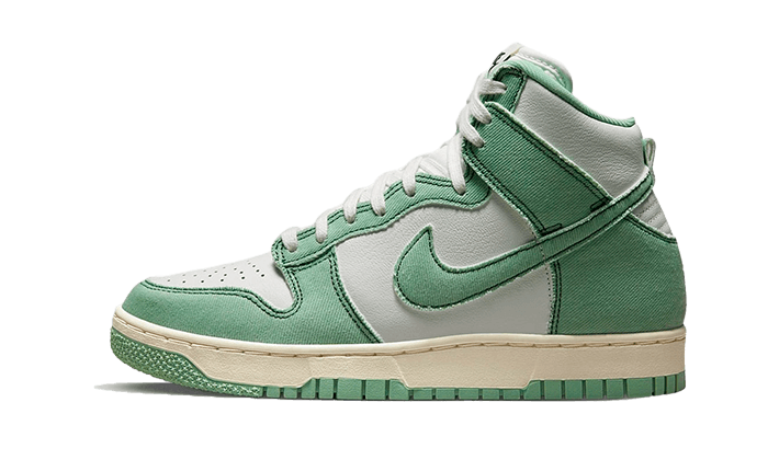 Sneakers limitées et authentiques Nike Dunk High 1985 Enamel Green Denim - DV1143-300 - Kickzmi