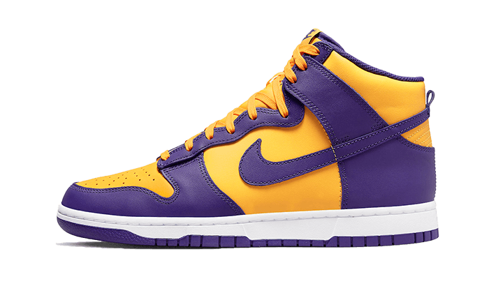 Sneakers limitées et authentiques Nike Dunk High Lakers - DD1399-500 / DZ4454-500 - Kickzmi