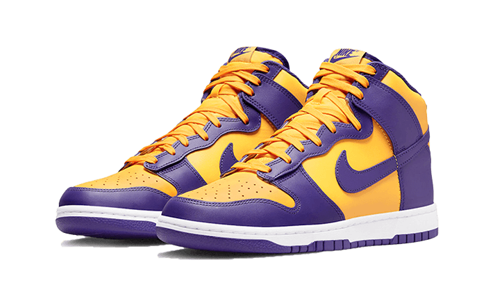 Sneakers limitées et authentiques Nike Dunk High Lakers - DD1399-500 / DZ4454-500 - Kickzmi