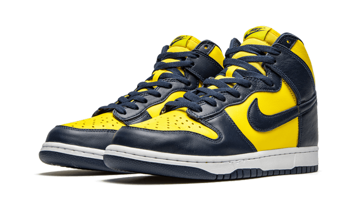 Sneakers limitées et authentiques Nike Dunk High Maize & Blue (Michigan) - CZ8149-700 - Kickzmi