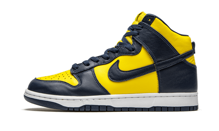 Sneakers limitées et authentiques Nike Dunk High Maize & Blue (Michigan) - CZ8149-700 - Kickzmi