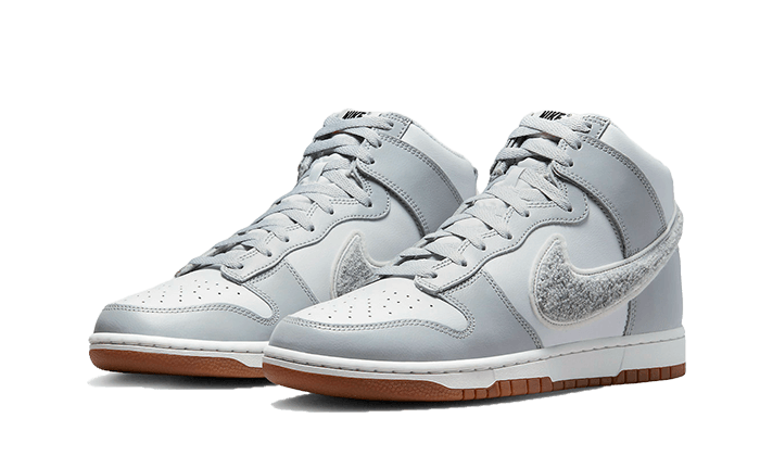 Sneakers limitées et authentiques Nike Dunk High Retro Chenille Swoosh White Grey - DR8805-003 - Kickzmi