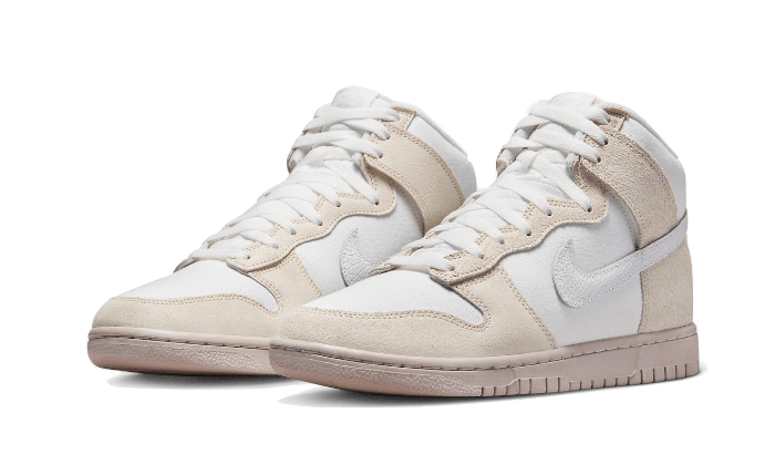 Sneakers limitées et authentiques Nike Dunk High Retro PRM Cracked Leather Swoosh - DV0822-100 - Kickzmi