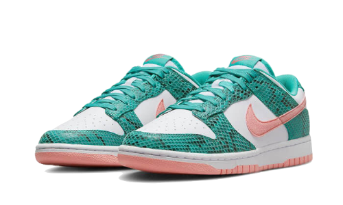 Sneakers éditions limitées et authentiques Nike Dunk Low Snakeskin Washed Teal Bleached Coral - DR8577-300 - Kickzmi