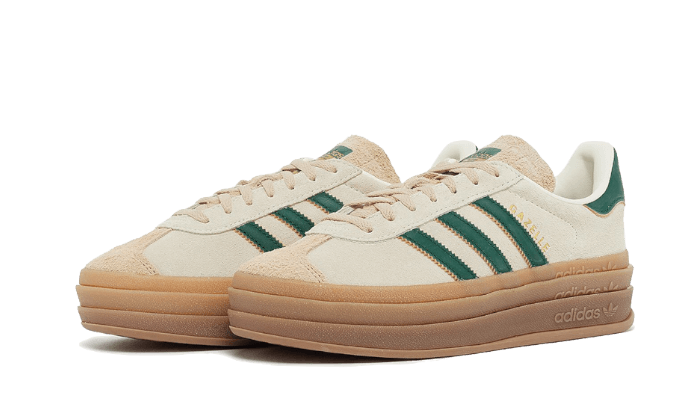 Adidas Gazelle Bold Magic Beige Collegiate Green - ID7056 - Kickzmi