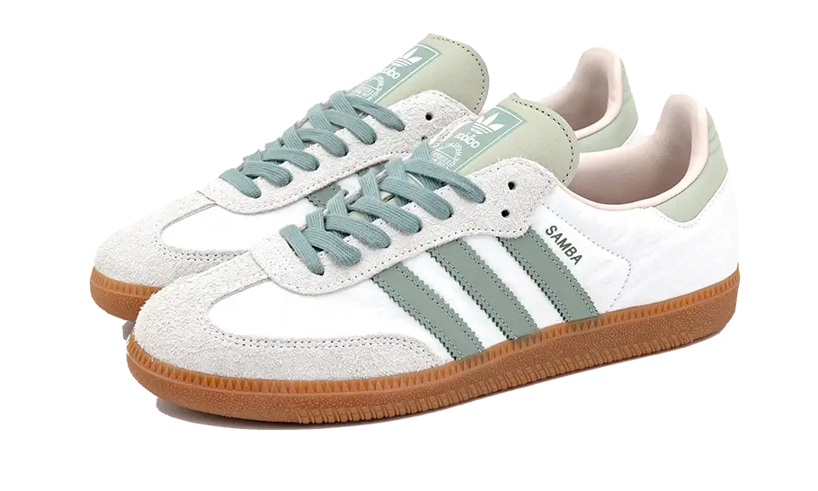 Adidas Samba OG  Cloud White Silver Green - ID0492 - Kickzmi